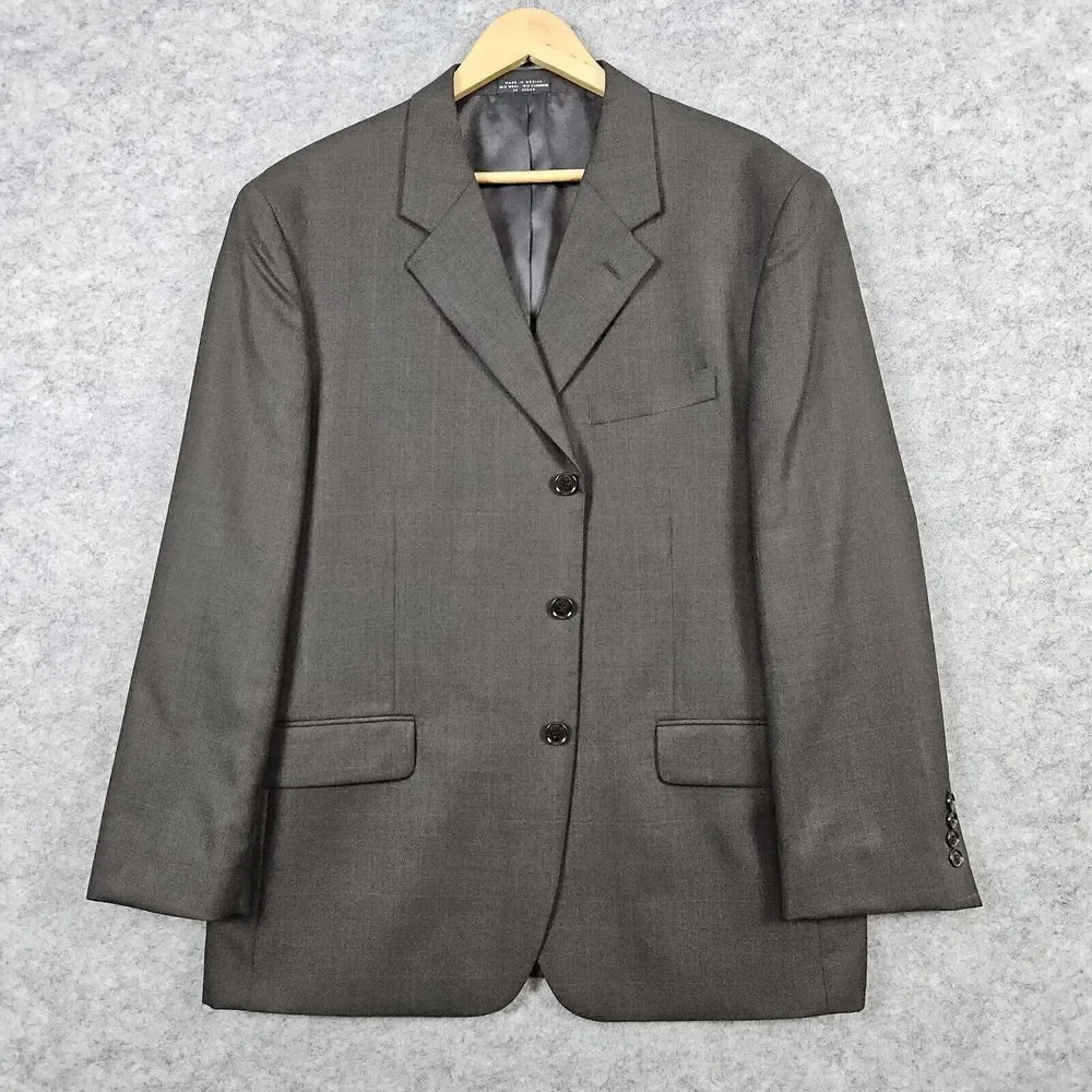 Jones New York Men's Blazer Brown Size S43 (44) Wool Cashmere‎ Blend 3 Button